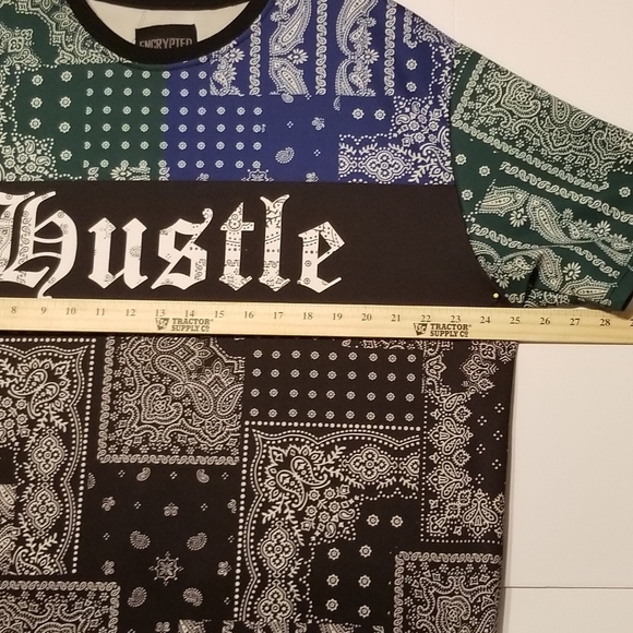 Encripted Hustle Shirt Skater Pull Over Short Sleeve Patchwork Big & Tall 3XL - Picture 7 of 9